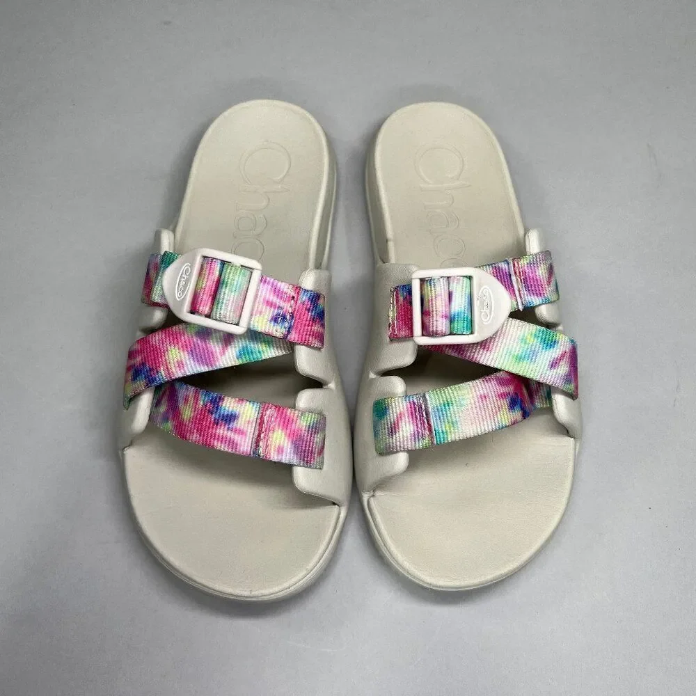Chaco Girl's Size 2 Chillos‎ Light Tie Dye Slide Sandals